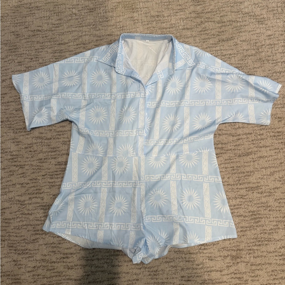 Light Blue Patterned Romper